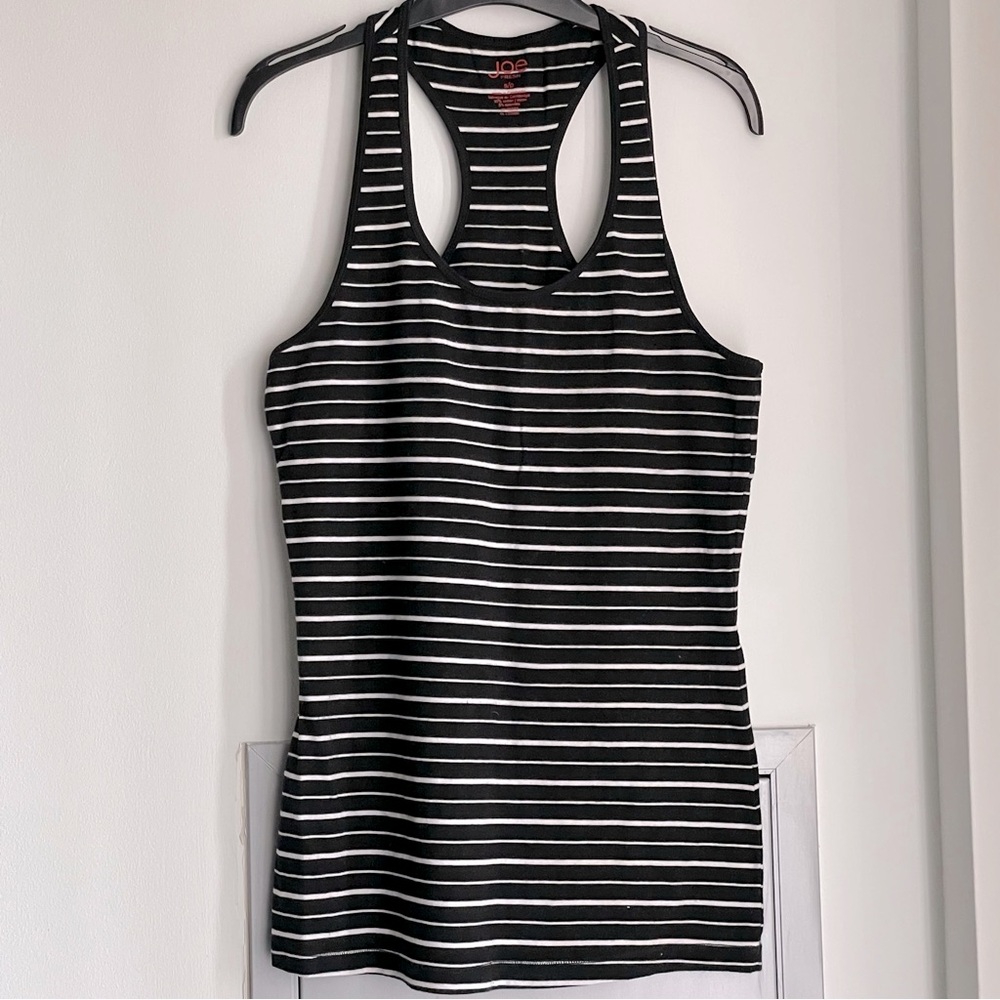 💗 JOE FRESH Black and White Striped Women's Tank Top